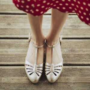 Charlie Stone Flats, Singapore (Metallic Gold),EU 38,Small Inner Wedge,Leather